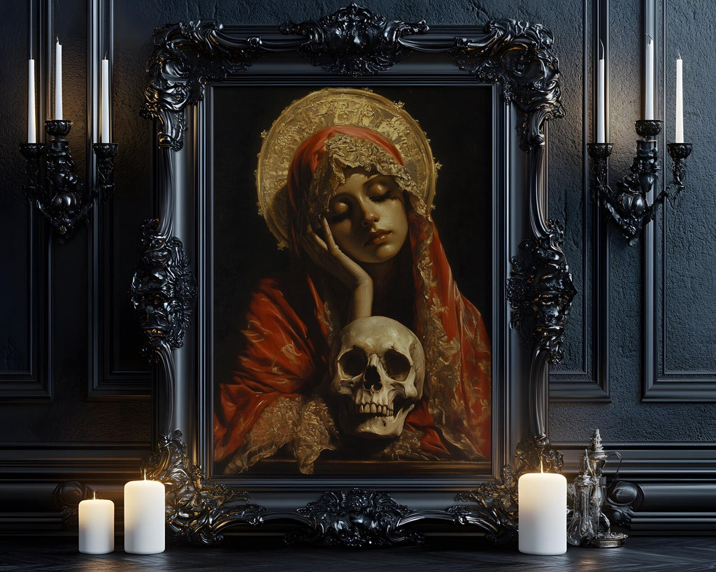 Santa Muerte im Schatten als gerahmtes Wohnbeispiel; Rahmen nicht enthalten