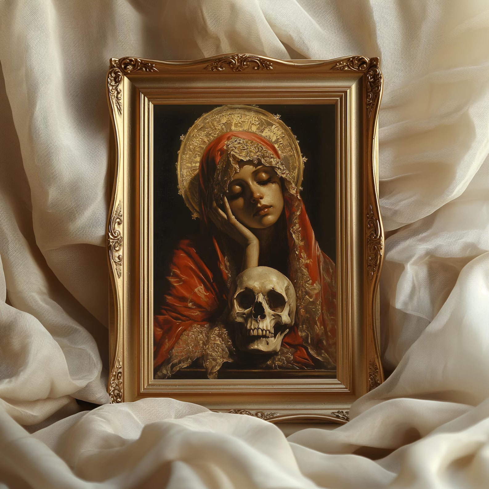 Santa Muerte im Schatten als gerahmtes Wohnbeispiel; Rahmen nicht enthalten