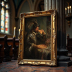 The Pizza Knight art print shown in a styled frame mockup; frame not included