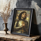 Jeanne d’Arc im Licht der Kathedrale als gerahmtes Wohnbeispiel; Rahmen nicht enthalten