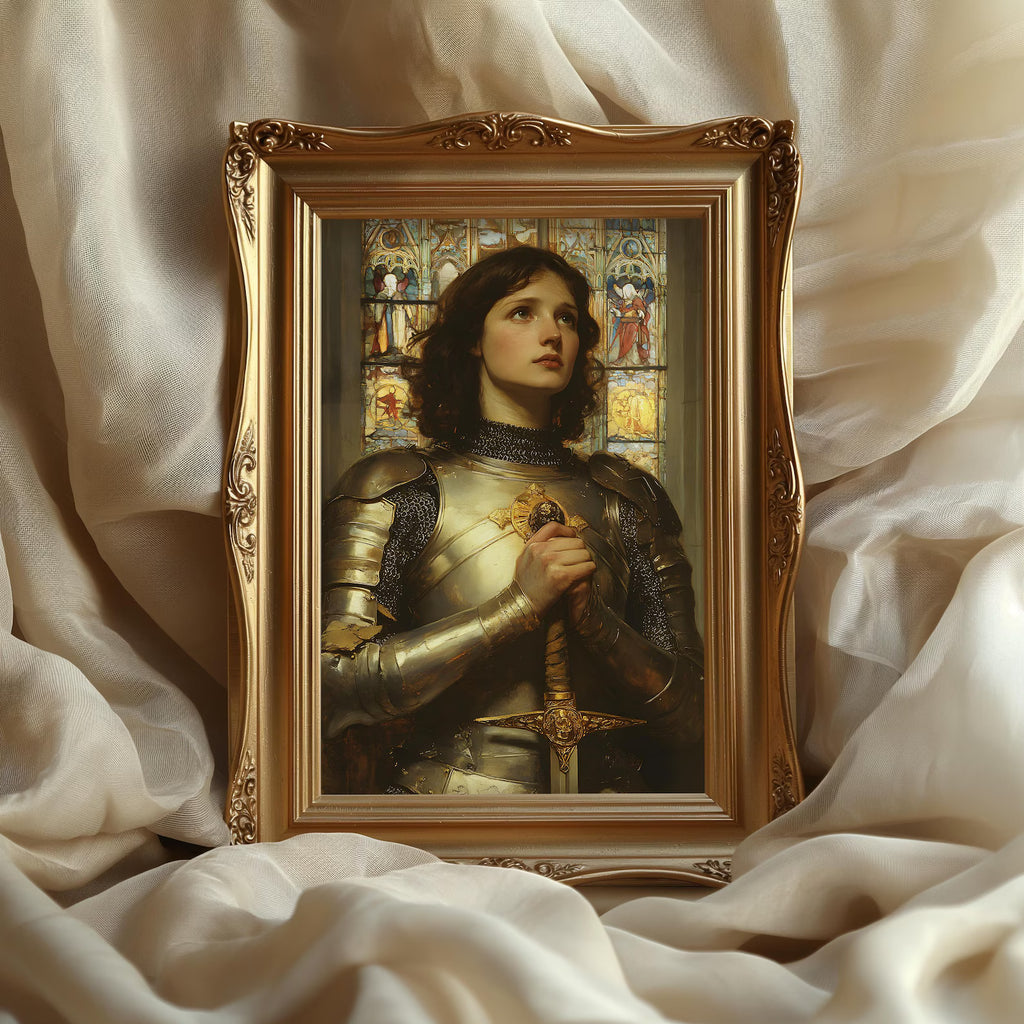 Jeanne d’Arc im Licht der Kathedrale als gerahmtes Wohnbeispiel; Rahmen nicht enthalten