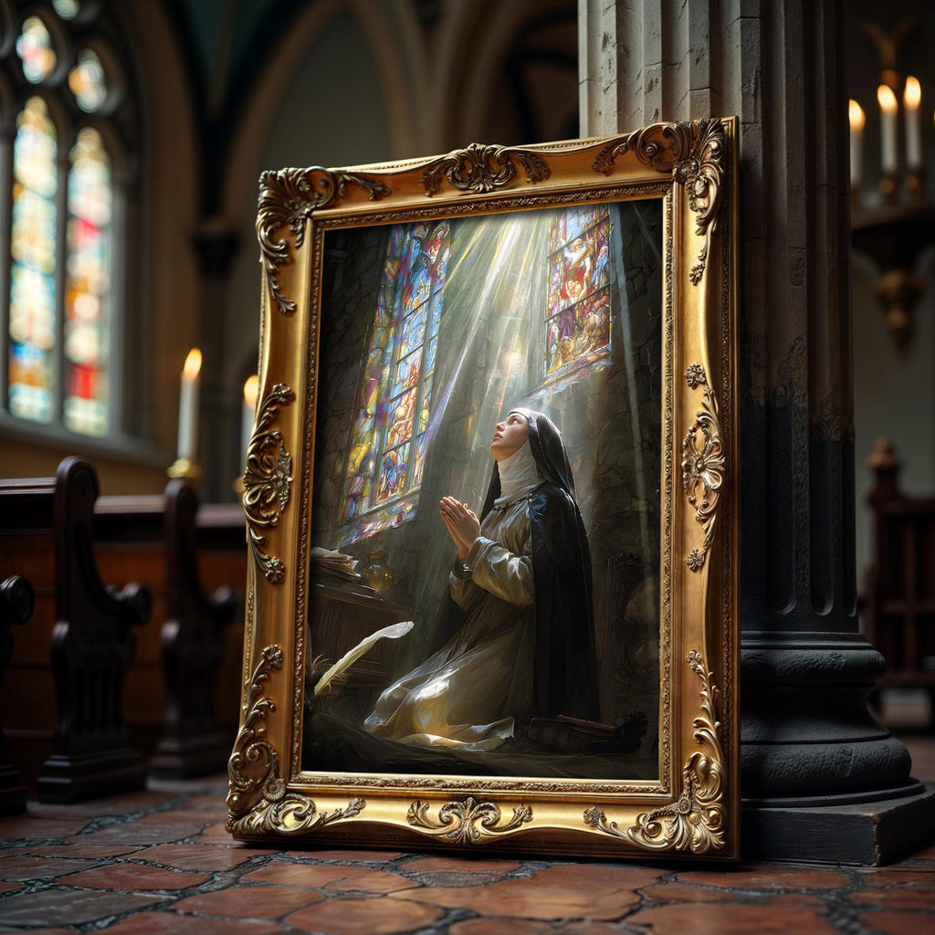 Die heilige Teresa im Gebet als gerahmtes Wohnbeispiel; Rahmen nicht enthalten
