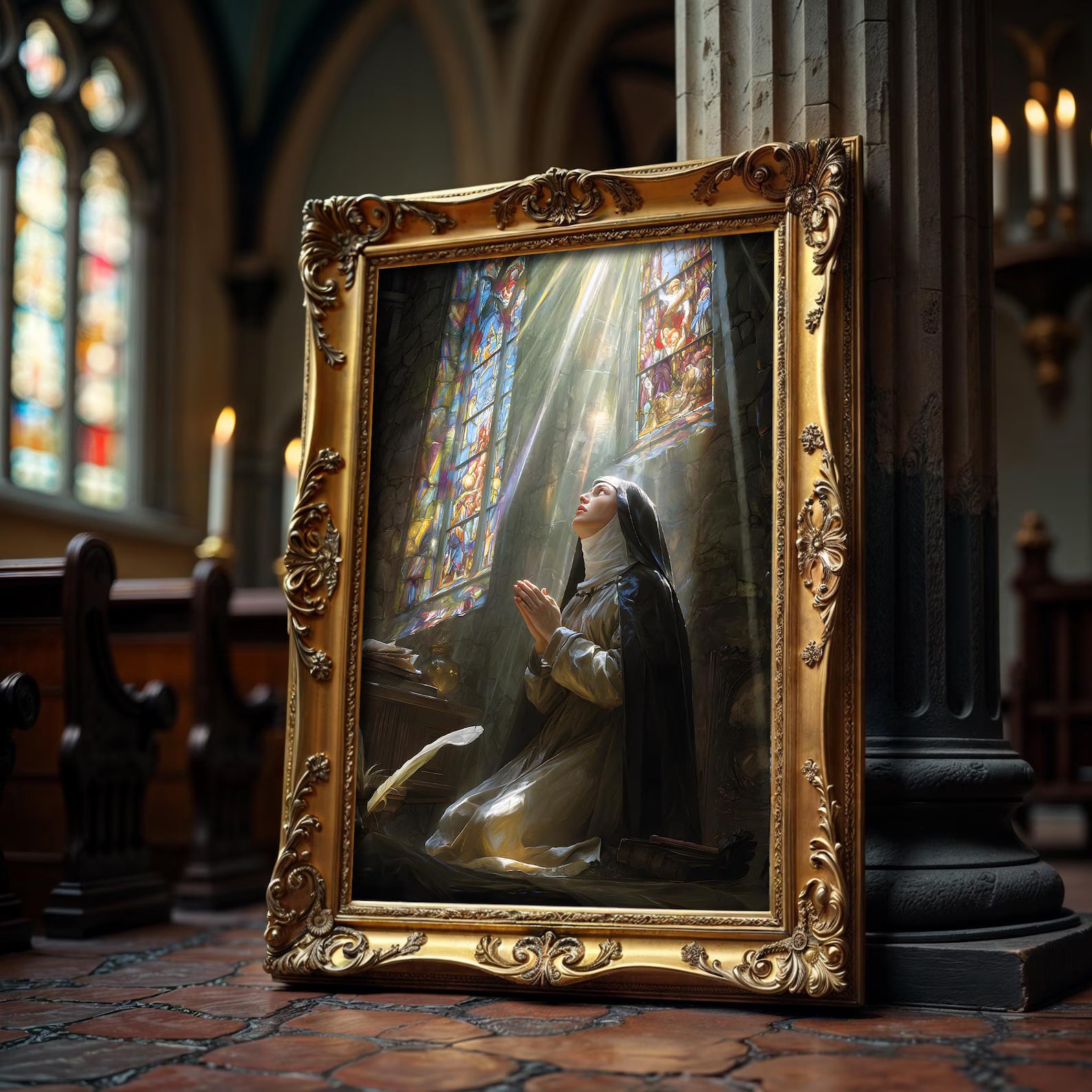 Die heilige Teresa im Gebet als gerahmtes Wohnbeispiel; Rahmen nicht enthalten