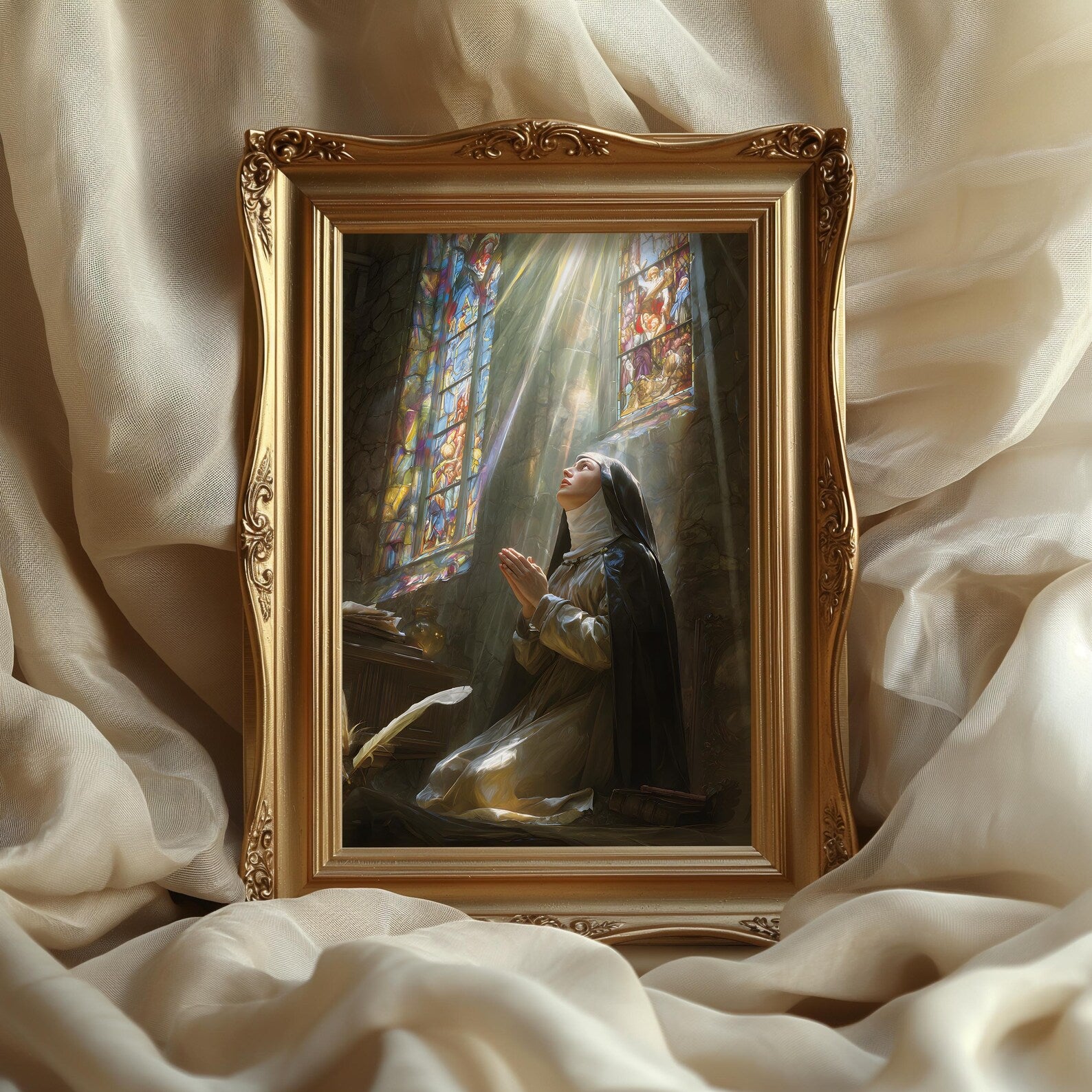 Die heilige Teresa im Gebet als gerahmtes Wohnbeispiel; Rahmen nicht enthalten