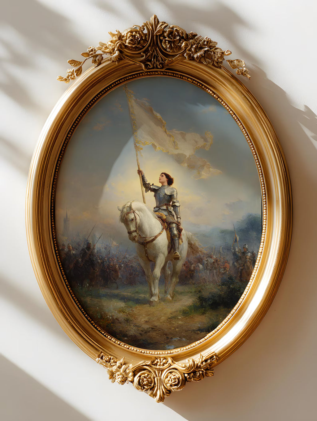 Jeanne d’Arc in Rüstung als gerahmtes Wohnbeispiel; Rahmen nicht enthalten