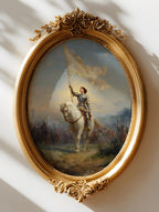 Jeanne d’Arc in Rüstung als gerahmtes Wohnbeispiel; Rahmen nicht enthalten