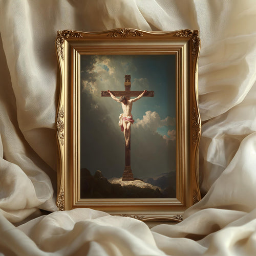 Christus am Kreuz als gerahmtes Wohnbeispiel; Rahmen nicht enthalten