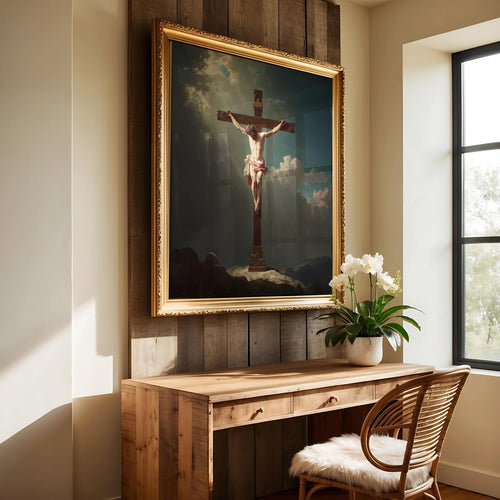Christus am Kreuz als gerahmtes Wohnbeispiel; Rahmen nicht enthalten