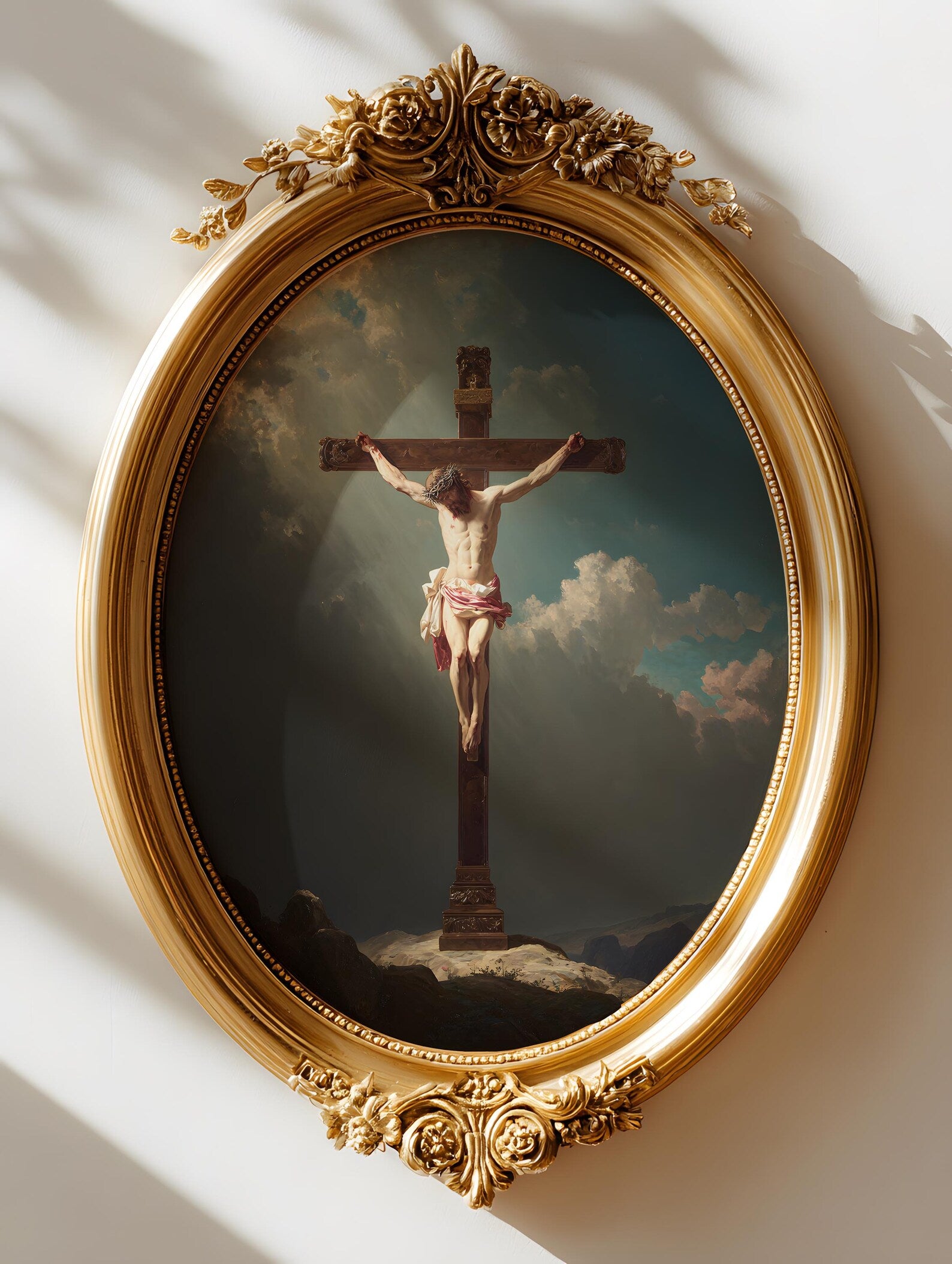 Christus am Kreuz als gerahmtes Wohnbeispiel; Rahmen nicht enthalten