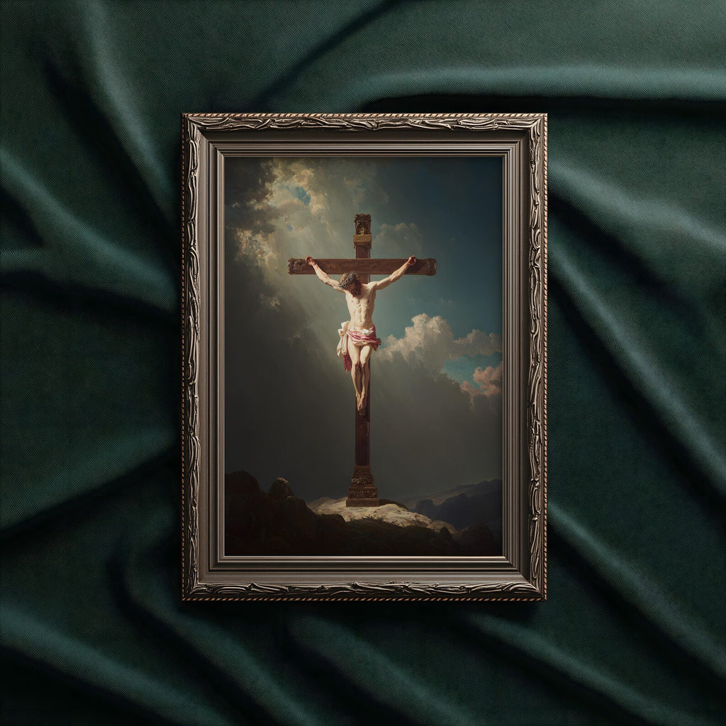 Christus am Kreuz als gerahmtes Wohnbeispiel; Rahmen nicht enthalten