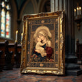 Madonna and Child art print shown in a styled frame mockup; frame not included
