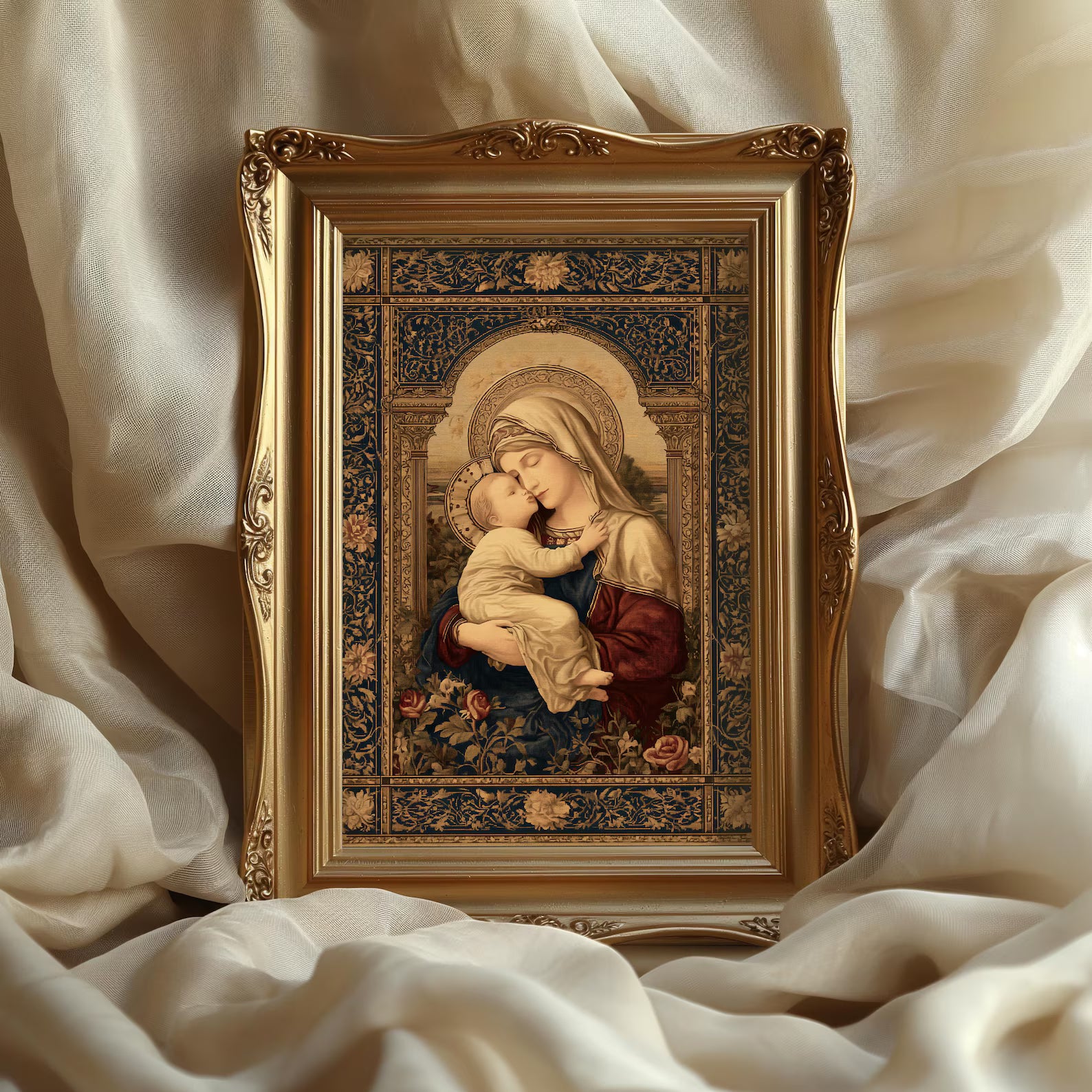 Madonna mit Kind als gerahmtes Wohnbeispiel; Rahmen nicht enthalten