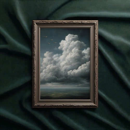 Wolken über stiller Landschaft Kunstdruck von Varemora