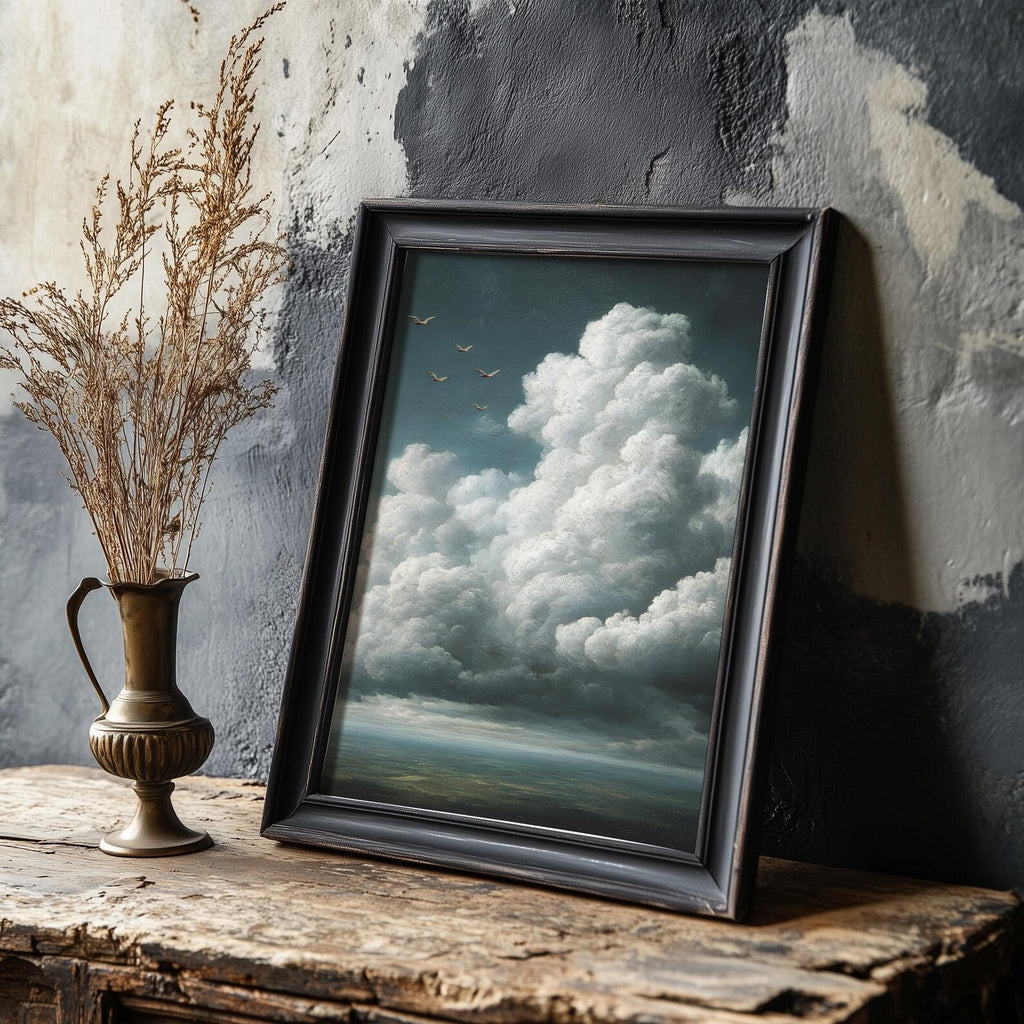 Wolken über stiller Landschaft Kunstdruck von Varemora