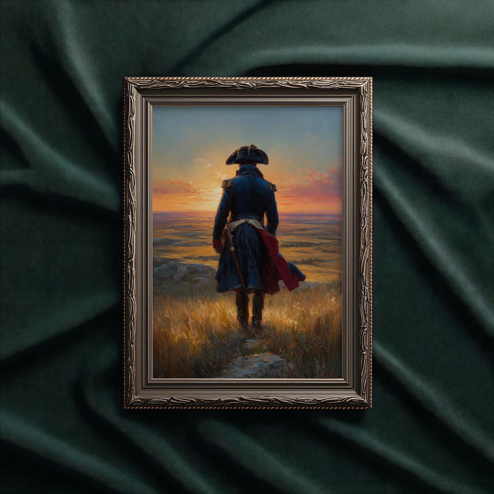 Napoleon in the Field art print shown in a styled frame mockup; frame not included