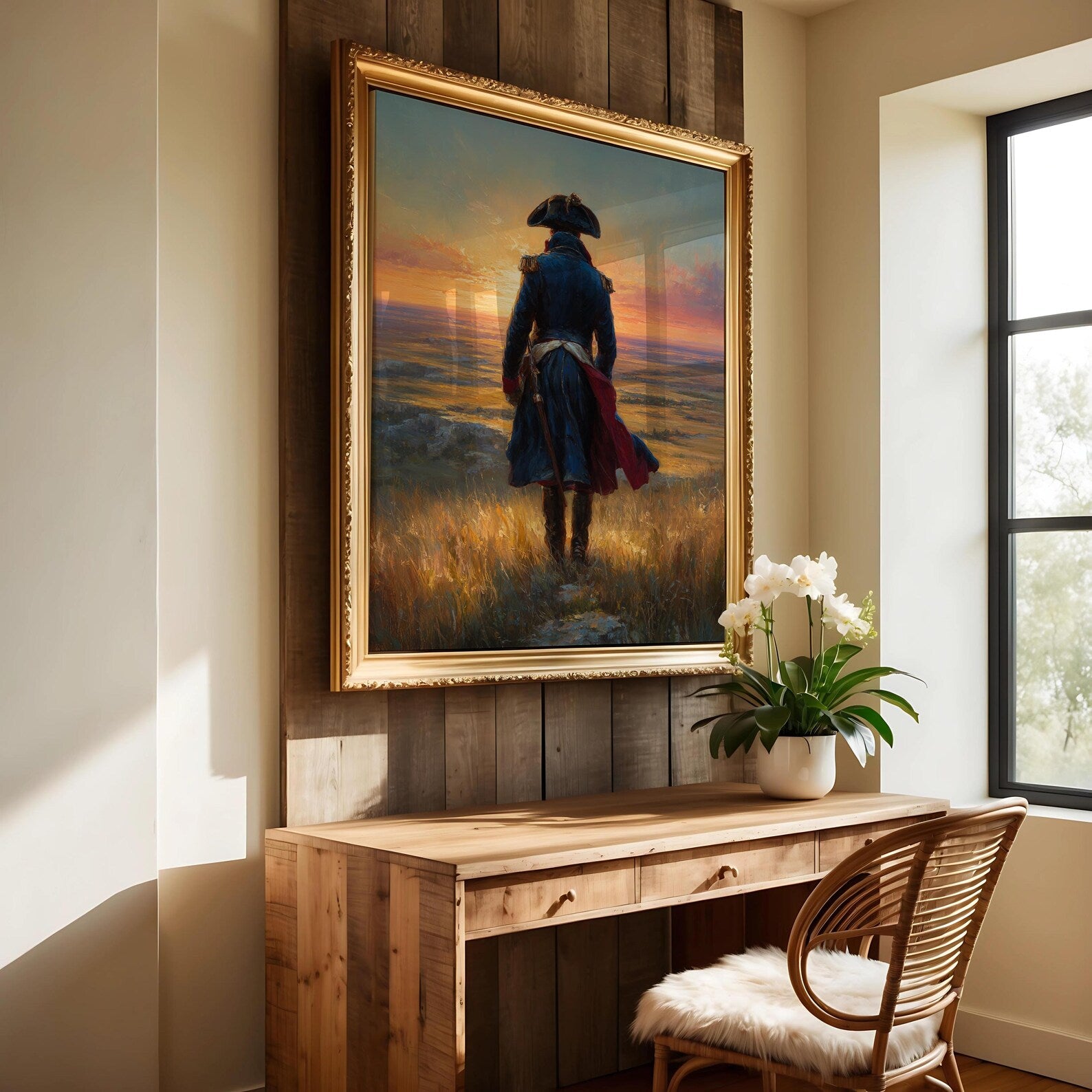 Napoleon in the Field art print shown in a styled frame mockup; frame not included