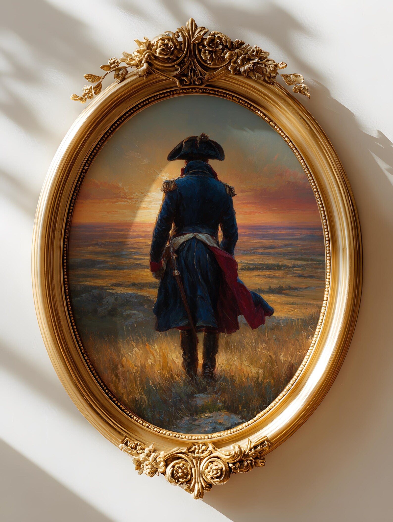 Napoleon in the Field art print shown in a styled frame mockup; frame not included