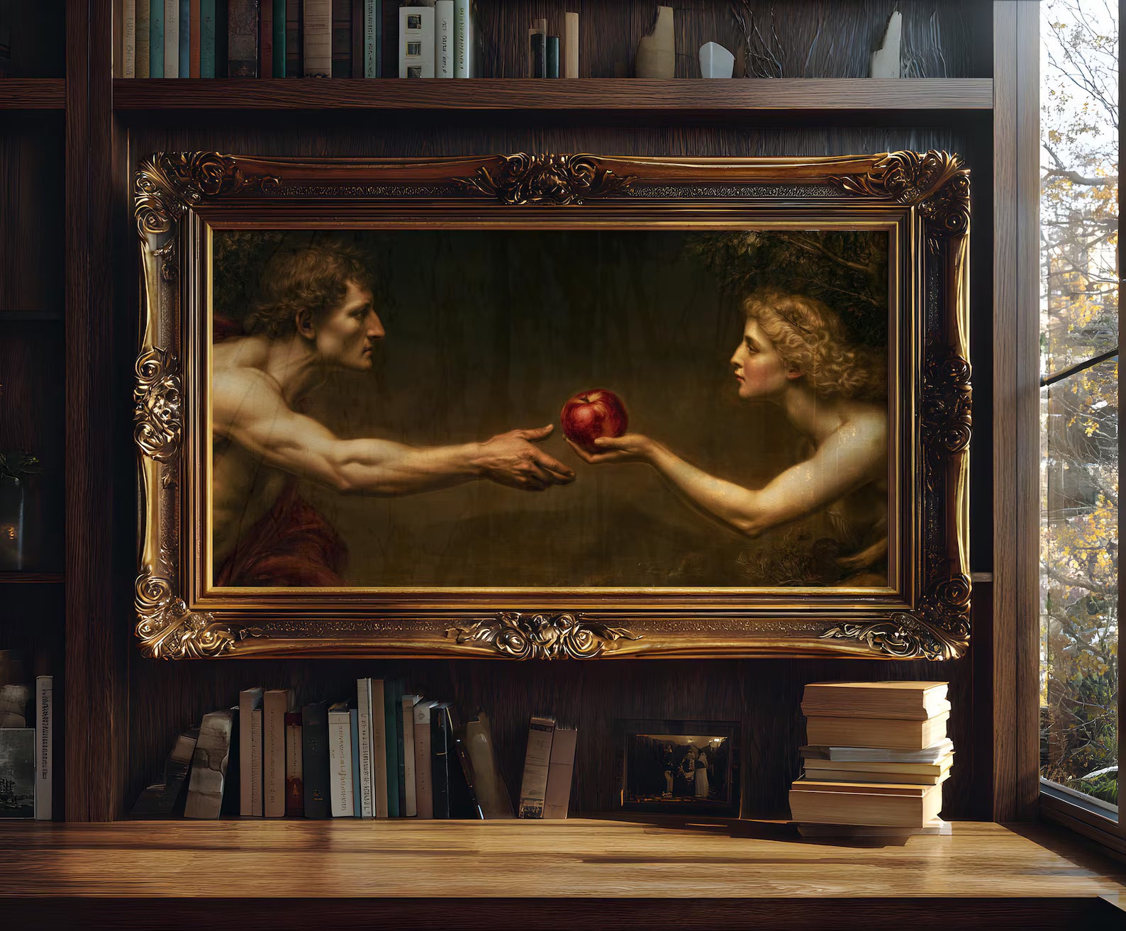Adam und Eva — Die verbotene Frucht Kunstdruck von Varemora