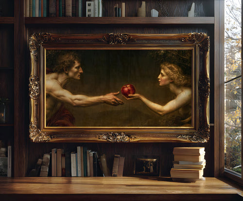 Adam und Eva — Die verbotene Frucht Kunstdruck von Varemora