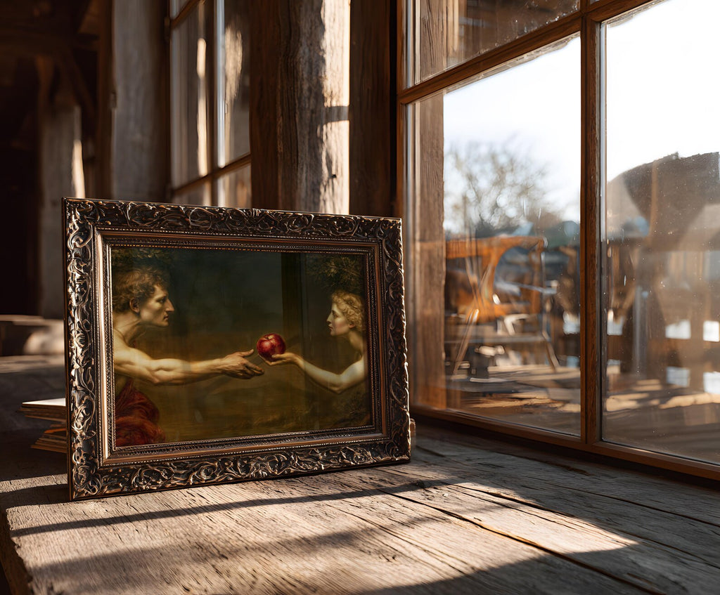 Adam und Eva — Die verbotene Frucht Kunstdruck von Varemora
